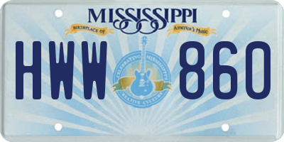 MS license plate HWW860