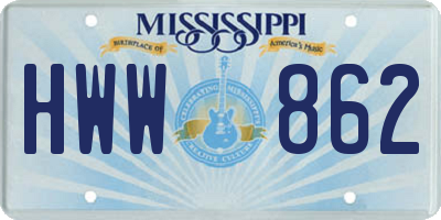 MS license plate HWW862