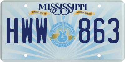 MS license plate HWW863