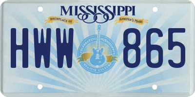 MS license plate HWW865