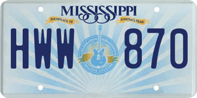 MS license plate HWW870