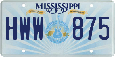 MS license plate HWW875