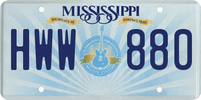 MS license plate HWW880