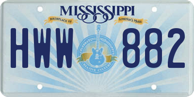 MS license plate HWW882