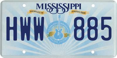 MS license plate HWW885