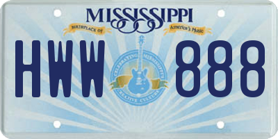 MS license plate HWW888