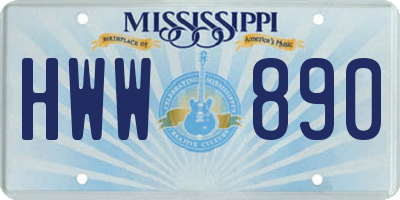 MS license plate HWW890