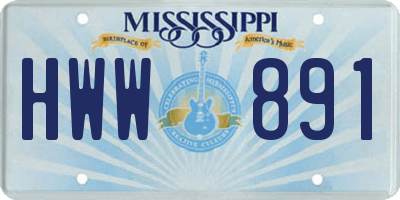 MS license plate HWW891