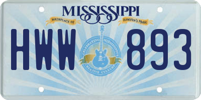 MS license plate HWW893