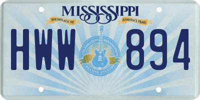 MS license plate HWW894