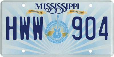 MS license plate HWW904