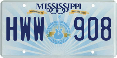 MS license plate HWW908