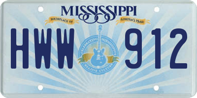 MS license plate HWW912