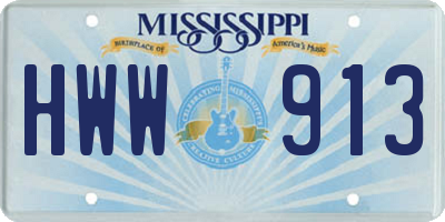 MS license plate HWW913