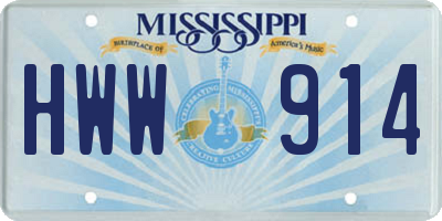 MS license plate HWW914