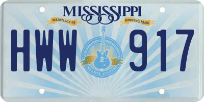 MS license plate HWW917