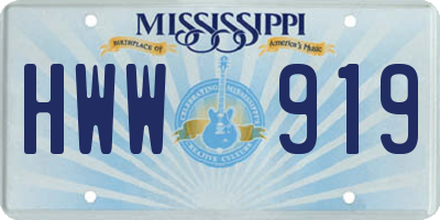 MS license plate HWW919