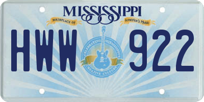MS license plate HWW922