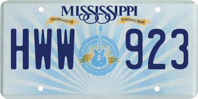 MS license plate HWW923
