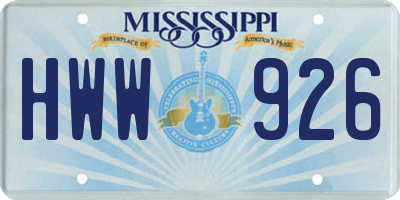 MS license plate HWW926