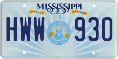MS license plate HWW930