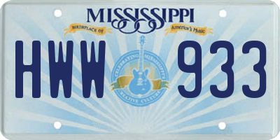 MS license plate HWW933