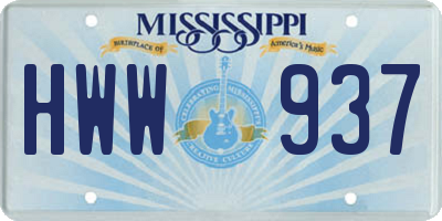 MS license plate HWW937