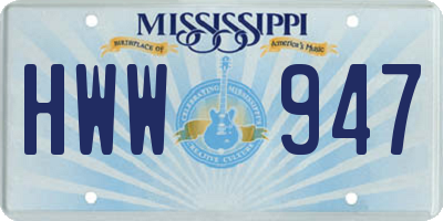 MS license plate HWW947