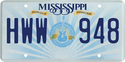 MS license plate HWW948