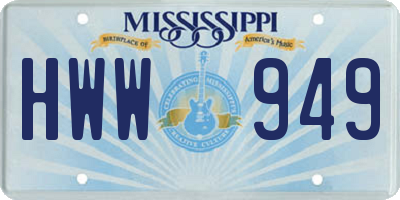 MS license plate HWW949