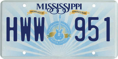 MS license plate HWW951