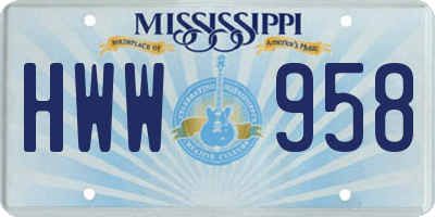 MS license plate HWW958