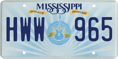 MS license plate HWW965