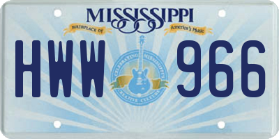 MS license plate HWW966