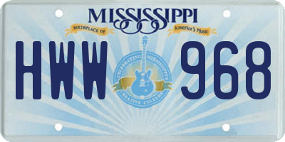 MS license plate HWW968