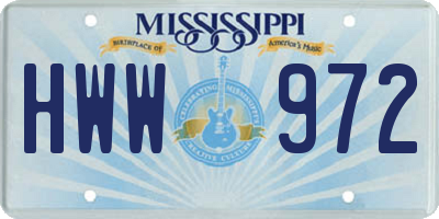 MS license plate HWW972