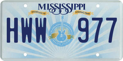 MS license plate HWW977