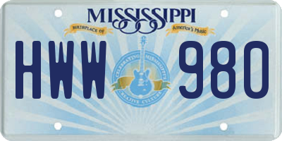 MS license plate HWW980