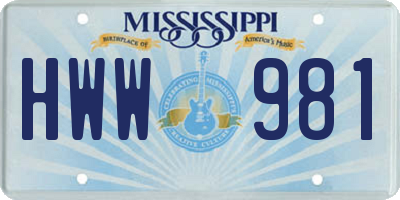 MS license plate HWW981