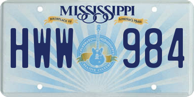 MS license plate HWW984