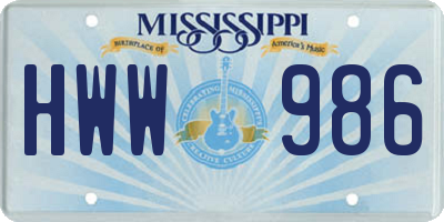 MS license plate HWW986