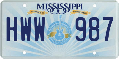 MS license plate HWW987