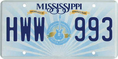 MS license plate HWW993