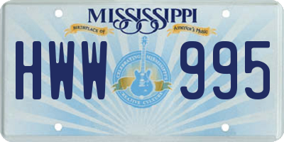 MS license plate HWW995