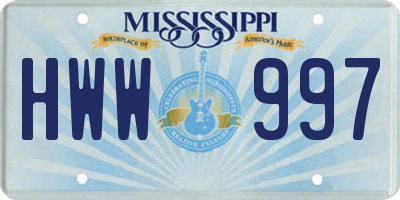 MS license plate HWW997