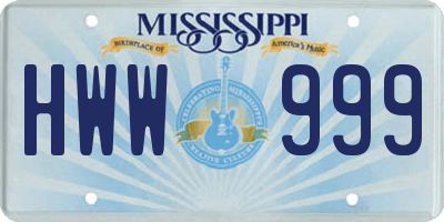 MS license plate HWW999