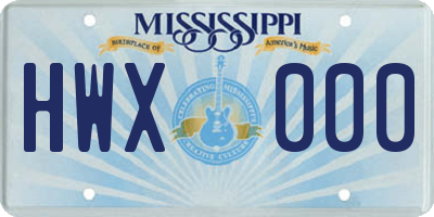 MS license plate HWX000