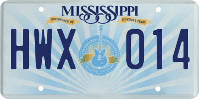 MS license plate HWX014