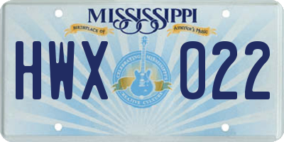 MS license plate HWX022