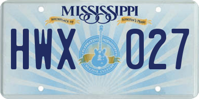 MS license plate HWX027